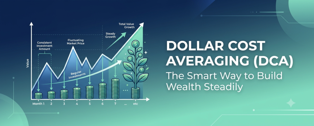 Compound interest explained with growing investment chart illustrating long-term wealth creation through consistent investing.